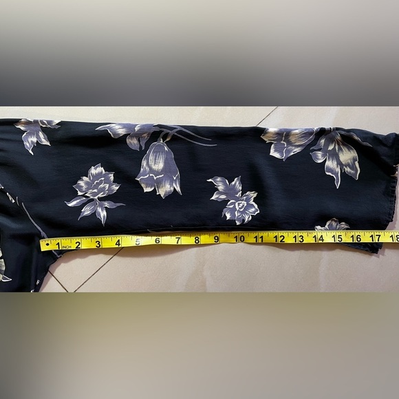 DASLU SAO PAOLO BLOUSE 100*% SILK black floral long sleeve LIGHTWEIGHT top Ss M - Picture 15 of 16